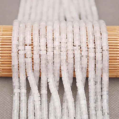 Miniatura 3 de BONNY BOXX 150 piezas de cuentas espaciadoras de jade blanco natural, cuentas sueltas semipreciosas planas redondas de jade heishi para hacer joyas