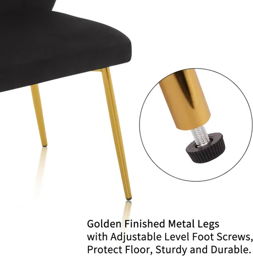 Miniatura 5 de ANOUR Juego de 2 sillas de comedor, modernas sillas de cocina de terciopelo, sillas laterales tapizadas con patas de metal dorado para comedor, sala