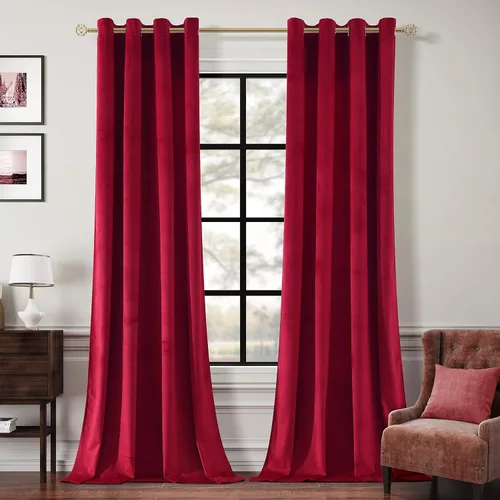 Miniatura 10 de Cortinas opacas de terciopelo morado oscuro de 108 pulgadas de largo, con ojales, para dormitorio, bloqueo de luz, aislamiento térmico, juego de 2