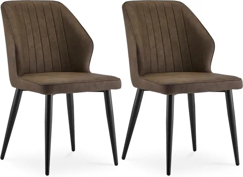 Miniatura 15 de CLIPOP Juego de 2 sillas de comedor, sillas de comedor de piel sintética, sillas de comedor modernas de mediados de siglo, sillas de cocina Gris