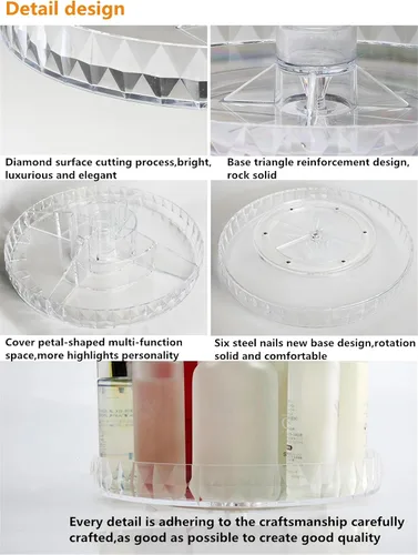 Miniatura 6 de Organizador de perfumes, organizador de maquillaje giratorio de 360 grados, caja de almacenamiento de cosméticos de diamante, estante giratorio