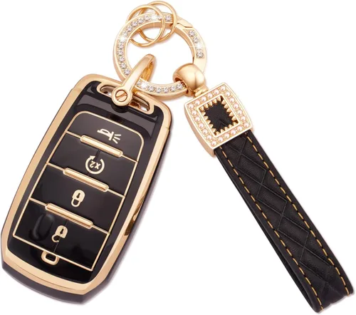 Miniatura 58 de Ekala para Honda Funda para Llavero con Llavero de Cuero, 5 Botones Carcasas de Teclas de TPU Suave Compatibles con Honda Civic Accord Pilot CR-V