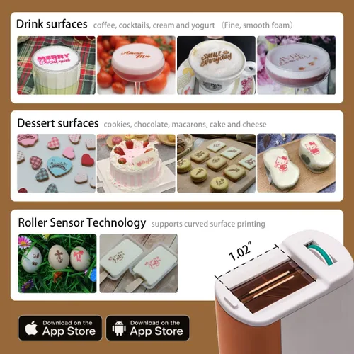 Miniatura 10 de EVEBOT Bolígrafo de impresión de alimentos portátil mini para café con leche, art de café, macaron, galleta, diseño DIY, bolígrafo de impresión
