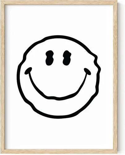 Miniatura 101 de HAUS AND HUES Impresión artística de sonrisas ácidas negras - Individual - 12x16 Smileys negros