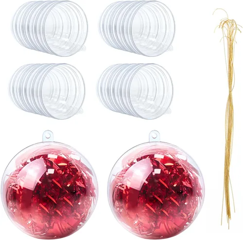 Miniatura 8 de 12 piezas de 60 mm Adornos de bolas de Navidad transparentes de plástico, 2.36'' redondas, de plástico transparente rellenables, DIY