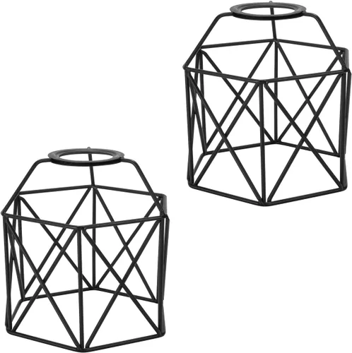Conjunto de dos jaulas huecas DIY pantalla de metal negro para aplique de pared lámpara de mesa lámpara colgante lámpara colgante diseño retro
