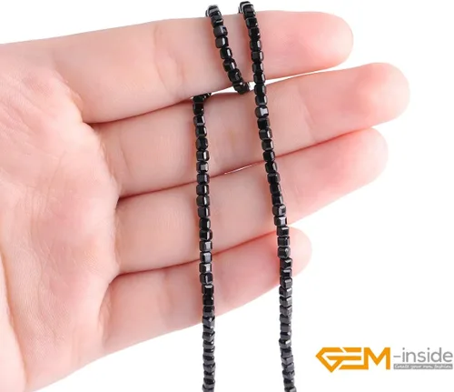 Miniatura 5 de GEM-Inside - Cuentas espaciadoras pequeñas de 0.098 in de espinela negra natural, cuentas espaciadoras en forma de cubo facetado, cuentas para hacer