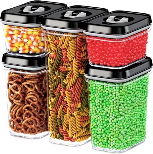 Miniatura 8 de DWËLLZA KITCHEN Contenedores herméticos para almacenamiento de alimentos con tapas, juego de 6 recipientes herméticos de almacenamiento de cocina 01