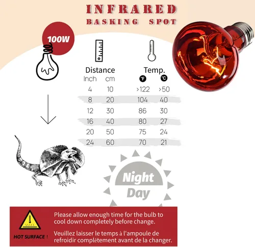 Miniatura 3 de Bombilla roja para reptiles, paquete de 2 focos infrarrojos mejorados de 100 W, luz de calefacción nocturna de reptiles, bombilla de calor rojo