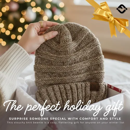Miniatura 56 de Funky Junque Gorro de moda de punto trenzado de talla extragrande, grueso, abrigado, suave y holgado