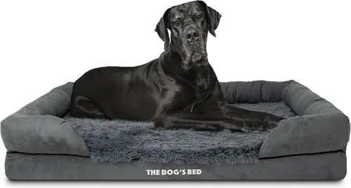 Miniatura 23 de The Dog's Bed - Cama ortopédica de espuma viscoelástica para perros medianos, colchón de soporte de alta densidad, entrada frontal baja, funda negro