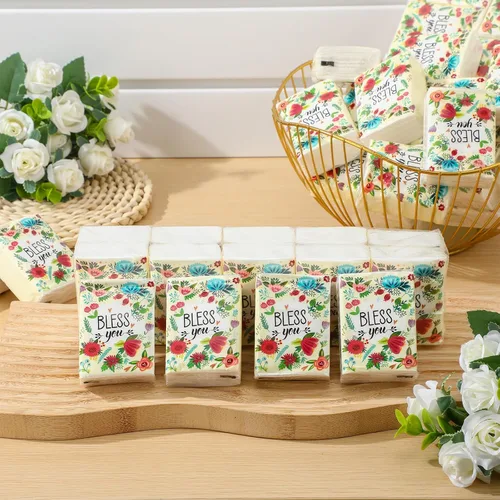 Miniatura 2 de Therwen Paquete de 100 pañuelos de bolsillo a granel, 1000 hojas, mini pañuelos a granel, 3 capas, tamaño de viaje pequeño, tamaño de bolsillo