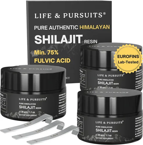 Miniatura 8 de Life & Pursuits Resina Shilajit del Himalaya pura auténtica 75% mínimo de ácido fúlvico, probado en laboratorio, grado oro natural, más de 85