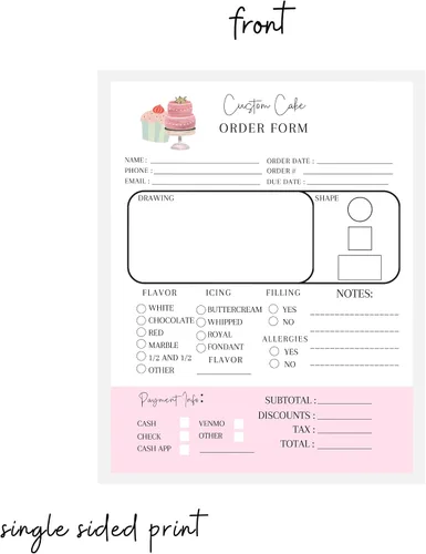 Miniatura 2 de Hojas de formulario de pedido de pastel personalizadas Paquete de 50 para panaderos, postres, bodas, fiestas de cumpleaños, libro de formularios