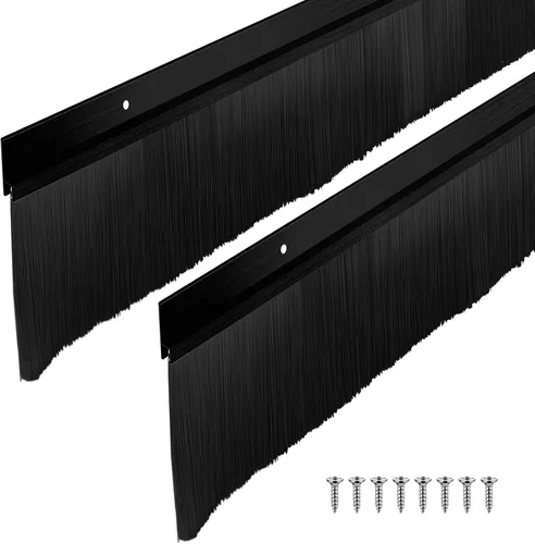 Miniatura 16 de Frienda Juego de 4 cepillos para puerta, cepillo de barrido inferior, burlete de aluminio para puerta con tornillos para huecos de hasta 1 pulgada