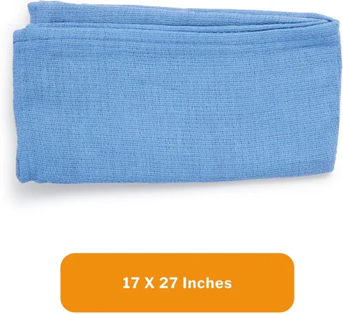 Miniatura 7 de McKesson O.R. Toallas, desechables, algodón, tejido liso, prelavadas, de un solo uso, no estériles, azul, 17 x 27 pulgadas, 100 toallas, 1 paquete
