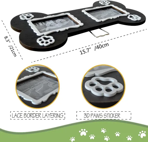 Miniatura 3 de EXQUIDECA Marco de Fotos Conmemorativo para Perros de 3.5 x 5 Pulgadas en Forma de Hueso Doble - Regalo de Condolencias por Fallecimiento de Mascota