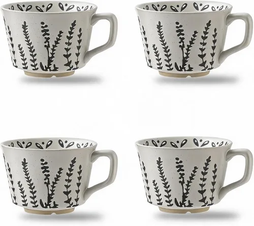 Miniatura 8 de Taza de cerámica, 11 oz - Tazas vintage para café, leche, café con leche, capuchino, té, tazas de porcelana aptas para lavavajillas, microondas