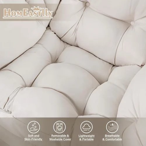 Miniatura 7 de Silla perezosa con otomana, silla de descanso moderna y grande con reposabrazos y reposapiés, silla de lectura con otomana, silla de sofá de ocio