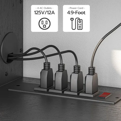 Miniatura 6 de HOOBRO BK11UDS01 - Soporte flotante de 55 pulgadas para TV con tomas de corriente, moderno estante de consola multimedia montado en la pared
