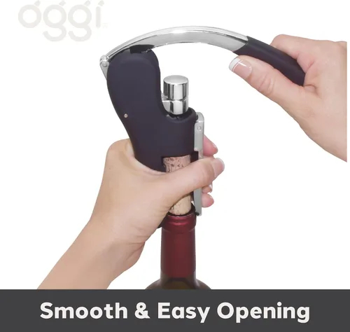 Miniatura 5 de OGGI Sacacorchos Lever Action - Abridor de botellas de vino, sacacorchos manual de mano con bomba de palanca, diseño de pie, gusano antiadherente