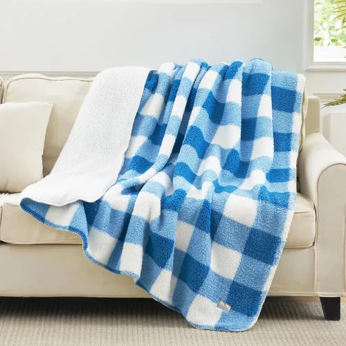 Miniatura 10 de Cozy Bliss Manta Sherpa de lujo para sofá, manta gruesa reversible de cuadros Buffalo de alta calidad, cálida y acogedora manta suave para el hogar