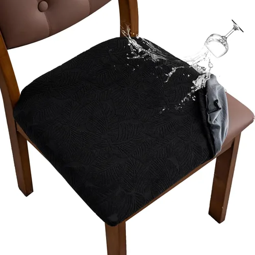 Miniatura 29 de Funda de asiento impermeable para silla de comedor, fundas de asiento lavables para sillas de cocina (negro, 4 piezas)