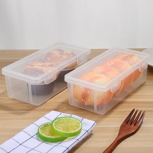 Miniatura 9 de SHOWERORO Recipiente hermético para pan, transparente para almacenamiento de alimentos y organización de aperitivos, 7.1 x 3.1 x 2.4 pulgadas