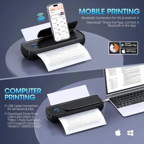 Miniatura 2 de Impresora portátil sin tinta inalámbrica para viajes, soporte de papel térmico A4 y A5, 8.5 x 11 pulgadas, carta de EE. UU. y legal, compatible