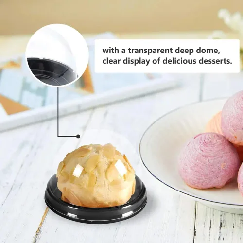 Miniatura 4 de EchoDone Mini cajas de plástico transparente para magdalenas, cúpula de muffins, caja de un solo contenedor, cajas de regalo de boda, cumpleaños