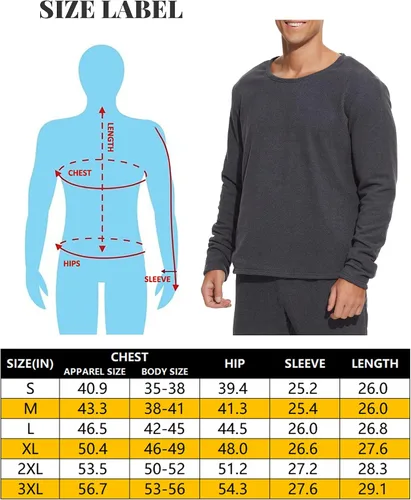 Miniatura 5 de Venustas Men's Heated Shirt Thermal Underwear with 5V Battery Pack, Winter Warm Base Layer Top & Bottom Set Long Johns