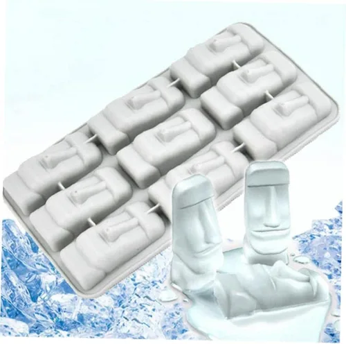 Miniatura 8 de Isla de Pascua Estatuas de Piedra Bandeja de Hielo Cubos Diy Molde Verano Mini Molde de Pastel de Silicona