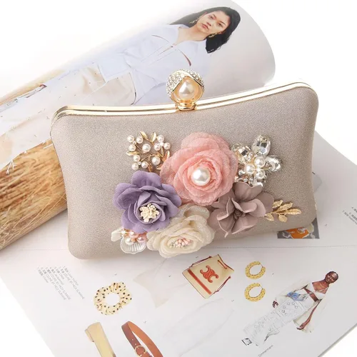 Miniatura 8 de Rkrouco Evening HandBags for Women Flower Wedding Clutch Purse Satin Floral Ladies Party Crossbody Bag
