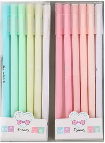 Miniatura 9 de Paquete de 12 bolígrafos de tinta de gel, color rosa, verde, caramelo, tinta negra de 0.020 in, punta extrafina, bonitos bolígrafos para escribir