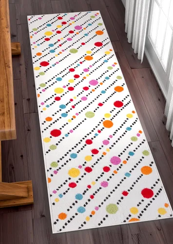 Miniatura 11 de Felpudo pequeño de Well Woven para habitación infantil, cocina. Suave y duradero de estilo moderno, diseño Daisy Flowers, con detalles en azul.