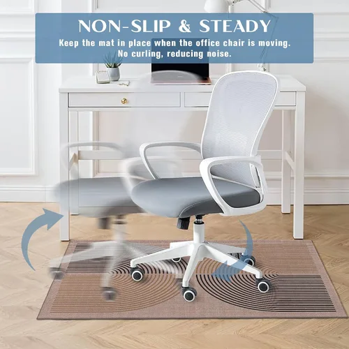Miniatura 5 de Tapete para silla de oficina para suelo de madera dura, a cuadros negros y blancos, 36 x 48 pulgadas, tapete antideslizante para silla