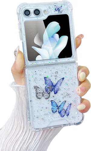 Miniatura 28 de Compatible con Samsung Galaxy Flip 4, funda transparente con flores secas prensadas, para mujeres y niñas, TPU suave a prueba de golpes, funda
