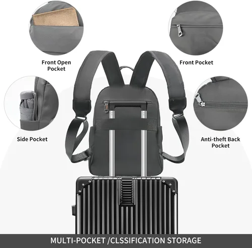 Miniatura 5 de PS PETITE SIMONE Mochila pequeña para mujer, minilatera, mochila casual a la moda, Gris, Casual