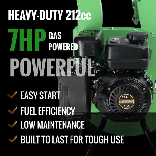 Miniatura 4 de Trituradora de madera S1, relación de reducción alta de 20:1, motor de gasolina resistente de 7 HP 212cc, capacidad máxima de diámetro de madera