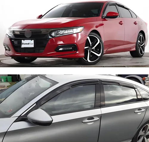 Miniatura 2 de Viseras para ventanas para Mazda 3 Sedán 4 puertas 2004 2005 2006 2007 2008 2009 estilo JDM Mugen, deflector de viento, protector solar y de lluvia