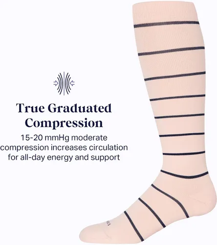 Miniatura 4 de Comrad Calcetines altos de nailon hasta la rodilla, calcetines de compresión graduados de 15-20 mmHg, calcetines de apoyo suaves y transpirables
