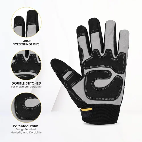 Miniatura 3 de Mens Work Gloves,Synthetic Leather Utility Mechanic Working Gloves,Strong Flexibility, Awesome Grip, Breathable, Black