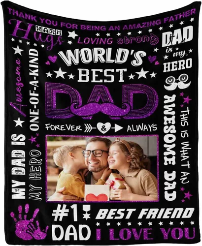 Miniatura 10 de InterestPrint Customized Blankets with Photos Gifts for Dad on Father's Day Birthday, Dad Blanket from Daughter Son Wife Personalized Throw Gifts