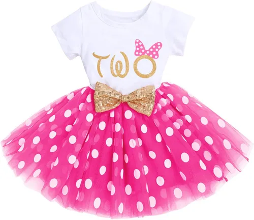 IBTOM CASTLE - Vestido de princesa con falda tipo tutú para niñas que cumplan 1 o 2 años, incluye moñito con lentejuelas