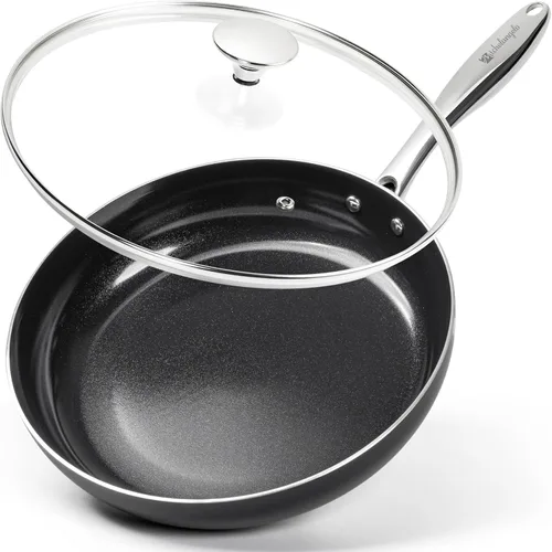 Miniatura 13 de MICHELANGELO Sartén grande con tapa, sartén de cerámica de 14 pulgadas con revestimiento antiadherente, sartén antiadherente saludable, compatible