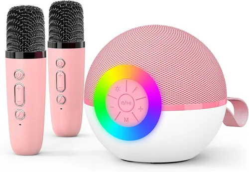 Miniatura 11 de goopow Mini máquina de karaoke con altavoz para niños y adultos, micrófono portátil con Bluetooth y juguetes de canciones con luz LED, el mejor