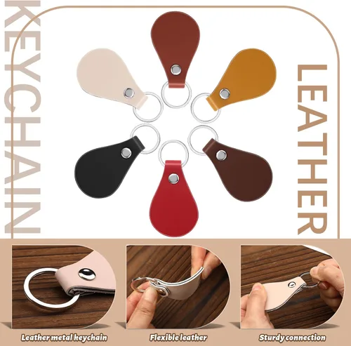Miniatura 3 de Kit de llavero de cuero multicolor para sellar manualidades de bricolaje para trabajo de cuero, Marrón 2