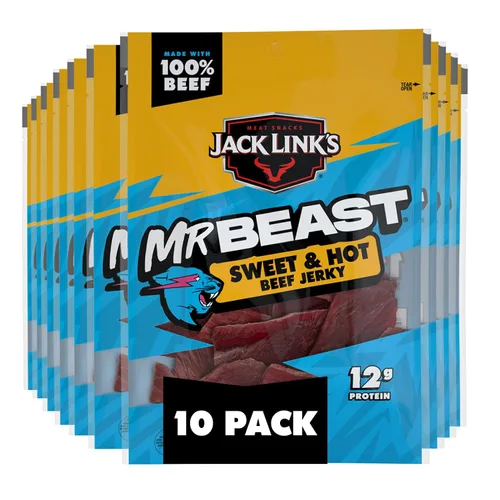 Miniatura 12 de Jack Link's x MrBeast - Paquete variado de carne seca y palitos – Original, condimentado y teriyaki – Snacks de proteína de carne real listos