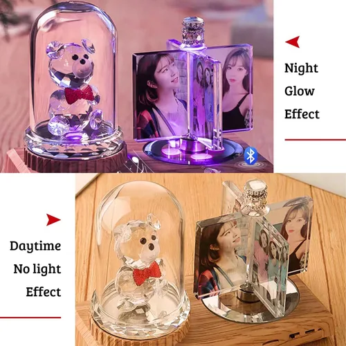 Miniatura 4 de Impresión de cristal con tu foto, decoración de escritorio de oficina, regalo personalizado sobre marco transparente de vidrio con soporte, rosa