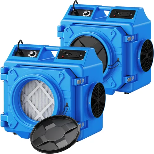 Miniatura 8 de Depurador de aire con filtración de 3 etapas, máquina de aire negativo apilable de 550 CFM para uso industrial y comercial, limpiador de aire Azul
